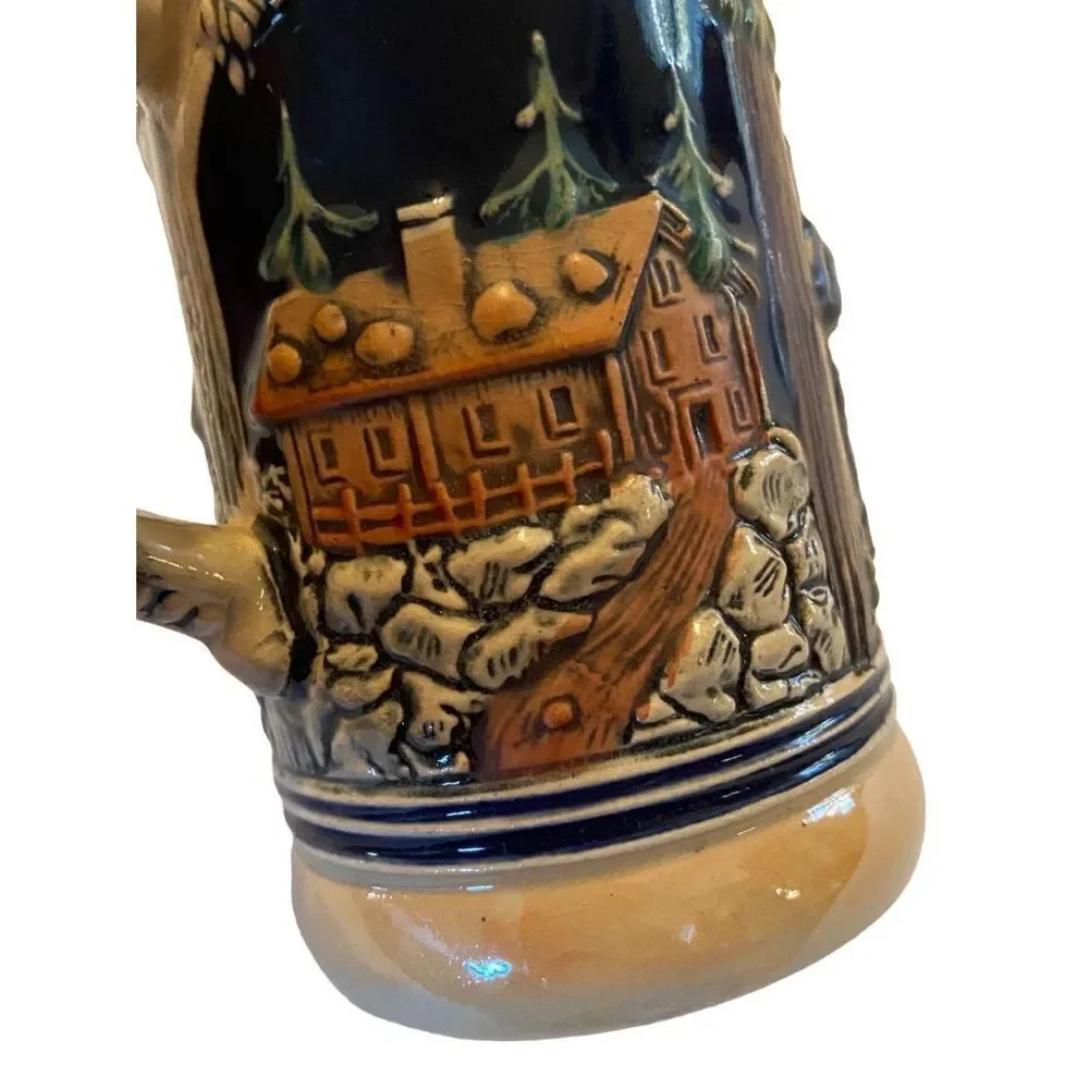 Vintage German Beer Stein 7” - Pewter Lid